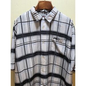 Southpole Shirt Mens XL Gray Plaid Short Sleeve Button Front Streetwear Casual